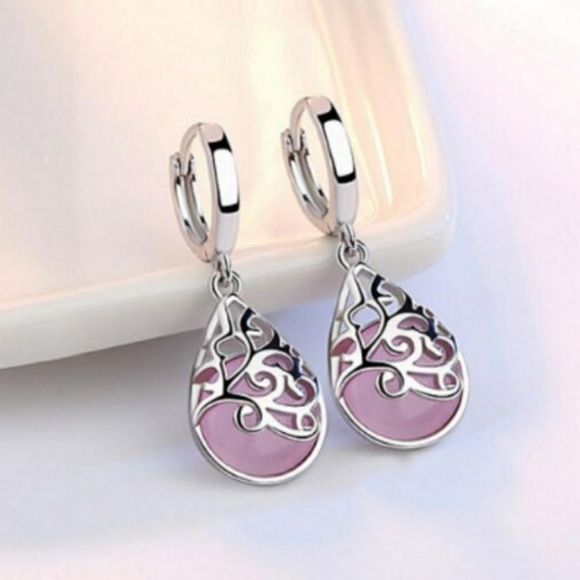 MOONLIGHT EARRINGS, PINK PALMS